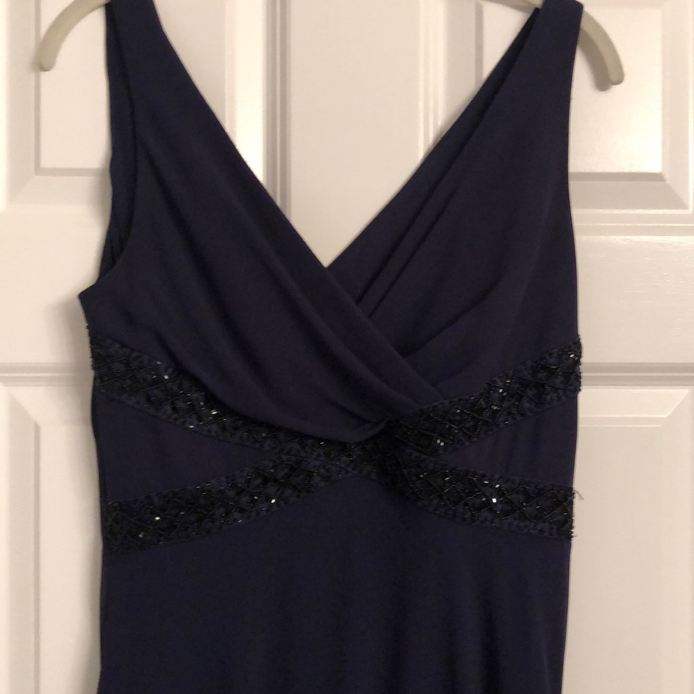 Midnight blue beaded bust dress